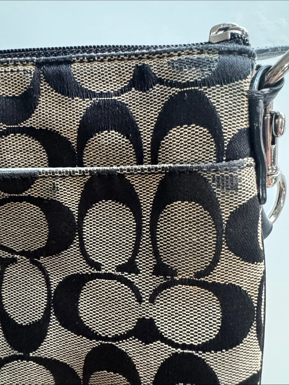 Coach Black and Tan Signature Crossbody Bag